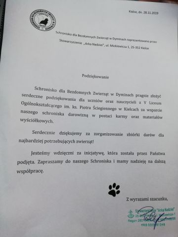 Zbiórka dla Schroniska w Dyminach