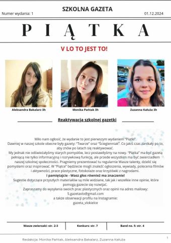 Gazeta „Piątka” – reaktywacja!!! 