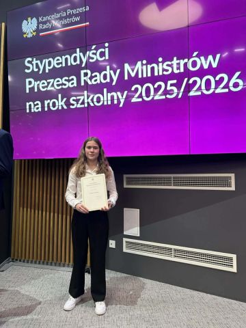 Stypendystka Prezesa Rady Ministrów na rok szkolny 2025/2026