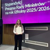 Stypendystka Prezesa Rady Ministrów na rok szkolny 2025/2026