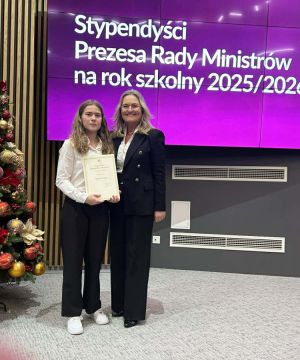 Stypendystka Prezesa Rady Ministrów na rok szkolny 2025/2026