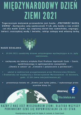 22 kwietnia – Międzynarodowy Dzień Ziemi